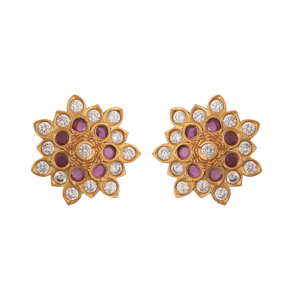 Indian traditional design handmade fabulous flower design 22k 22 carat  yellow gold hand carved stud earring for women's jewelry ER166 | TRIBAL  ORNAMENTS